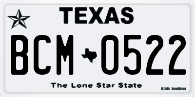 TX license plate BCM0522