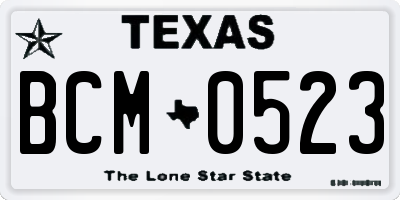 TX license plate BCM0523