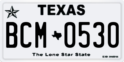 TX license plate BCM0530