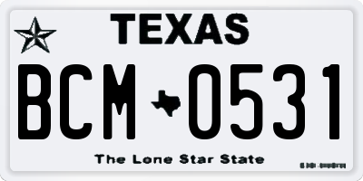 TX license plate BCM0531