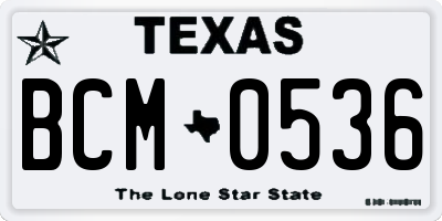 TX license plate BCM0536