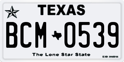 TX license plate BCM0539