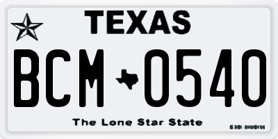 TX license plate BCM0540