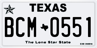 TX license plate BCM0551
