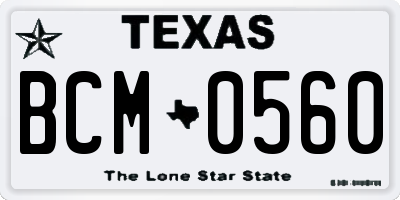 TX license plate BCM0560