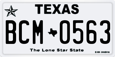 TX license plate BCM0563