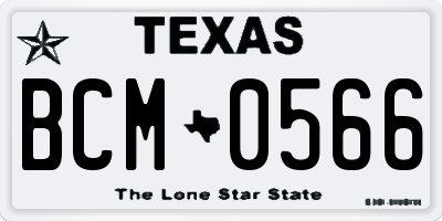 TX license plate BCM0566