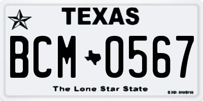 TX license plate BCM0567