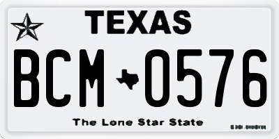 TX license plate BCM0576
