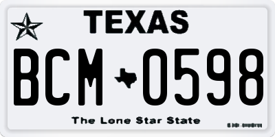 TX license plate BCM0598