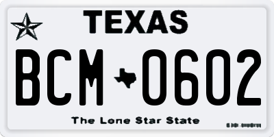 TX license plate BCM0602