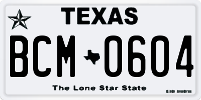 TX license plate BCM0604