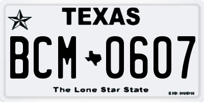 TX license plate BCM0607