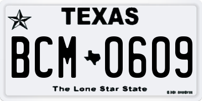 TX license plate BCM0609