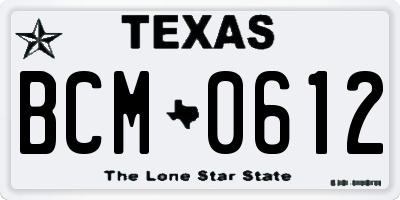 TX license plate BCM0612