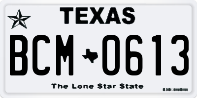 TX license plate BCM0613