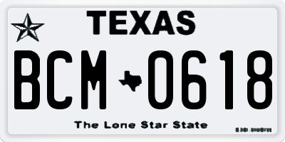 TX license plate BCM0618