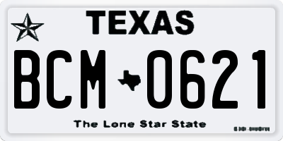 TX license plate BCM0621