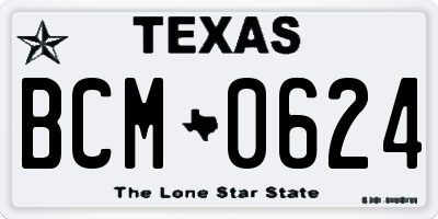 TX license plate BCM0624