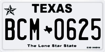 TX license plate BCM0625