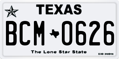 TX license plate BCM0626