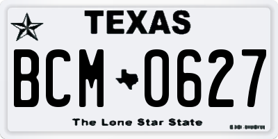 TX license plate BCM0627