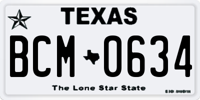 TX license plate BCM0634