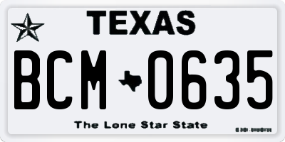 TX license plate BCM0635