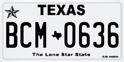 TX license plate BCM0636