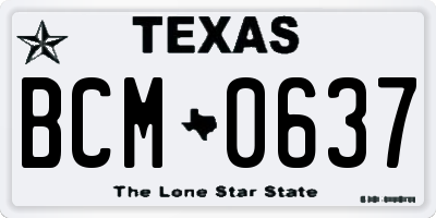 TX license plate BCM0637