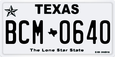 TX license plate BCM0640