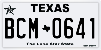 TX license plate BCM0641