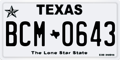 TX license plate BCM0643