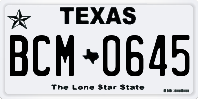 TX license plate BCM0645