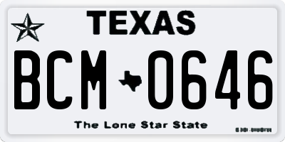 TX license plate BCM0646