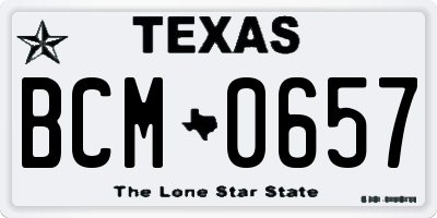 TX license plate BCM0657