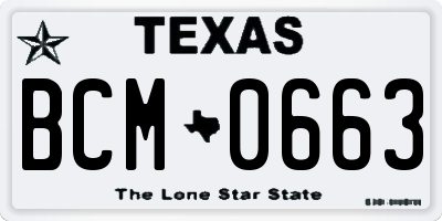 TX license plate BCM0663