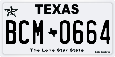 TX license plate BCM0664
