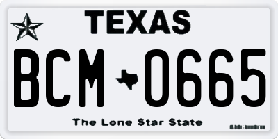 TX license plate BCM0665