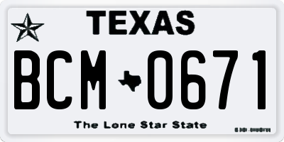 TX license plate BCM0671