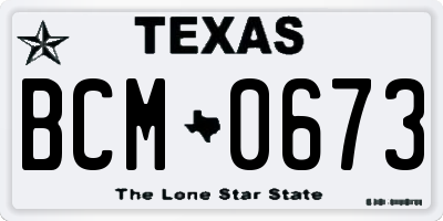 TX license plate BCM0673