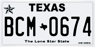 TX license plate BCM0674