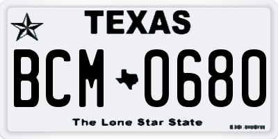 TX license plate BCM0680