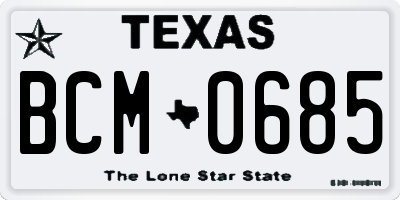 TX license plate BCM0685