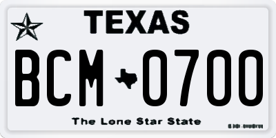 TX license plate BCM0700
