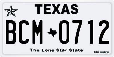 TX license plate BCM0712