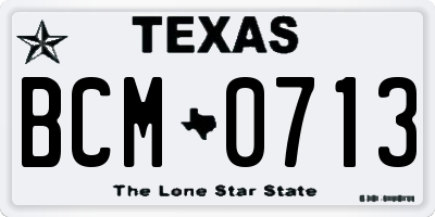 TX license plate BCM0713
