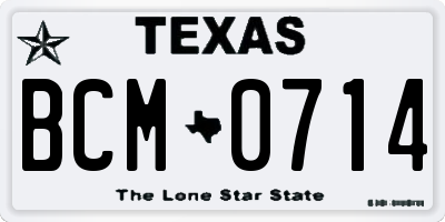 TX license plate BCM0714