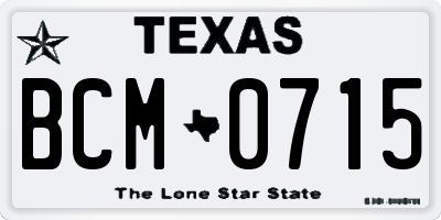 TX license plate BCM0715