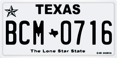 TX license plate BCM0716